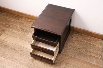 中古　北海道民芸家具　シックな佇まいが魅力!書類整理に便利な小引き出し(チェスト、小物収納、卓上収納)(R-050515)