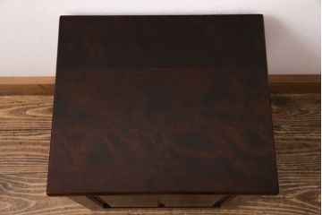 中古　北海道民芸家具　キャスター付き　シックで落ち着きのある佇まいが魅力の収納付きスツール(ドレッサースツール)(R-050516)