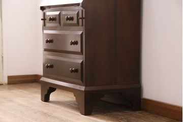 中古　松本民芸家具　洗練された佇まいが上品な印象を醸し出すライティングビューロー(ワークデスク、机、在宅ワーク、在宅用引き出し)(R-050520)