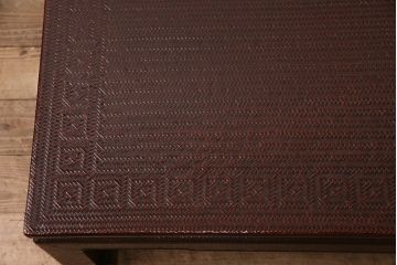 中古　展示美品　絶版品　九州籃胎(らんたい)漆器　籠細工が見事な座卓(ローテーブル、センターテーブル)(R-050530)