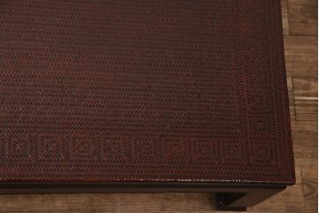 中古　展示美品　絶版品　九州籃胎(らんたい)漆器　籠細工が見事な座卓(ローテーブル、センターテーブル)(R-050530)