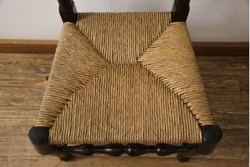 中古　松本民芸家具　#22型　ラッシ座面がお洒落なスタイルに活躍するラダーバックチェア(ダイニングチェア、椅子)(定価約16万円)(R-050532)