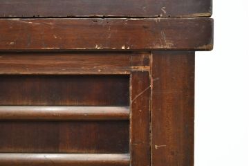 【簡易リペア限定品】和製アンティーク　前面ヒノキ材・一部ケヤキ材　丁寧な作り込みが魅力的な水屋箪笥・下段(収納棚、戸棚、食器棚)(R-050540)