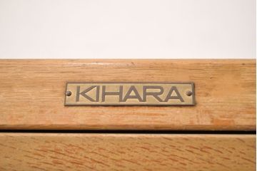 和製ビンテージ　昭和レトロ　KIHARA　ナチュラルスタイルの収納におすすめのナラ材製ネームプレート付きカードケース(引き出し、チェスト、ヴィンテージ、図書館、図書室)(R-050541)