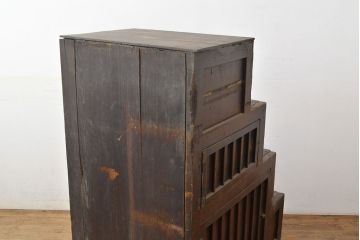 和製アンティーク　明治期　ヒノキ材　深みのある色合いが魅力の階段箪笥(時代箪笥、収納
棚)(R-050542)