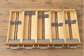 【簡易リペア限定品】和製ビンテージ　昭和レトロ　KIHARA　お洒落な小物収納が叶うナラ材製ネームプレート付きカードケース(引き出し、チェスト、ヴィンテージ、図書館、図書室)(R-050543)