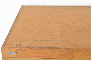 【簡易リペア限定品】和製ビンテージ　昭和レトロ　KIHARA　お洒落な小物収納が叶うナラ材製ネームプレート付きカードケース(引き出し、チェスト、ヴィンテージ、図書館、図書室)(R-050543)