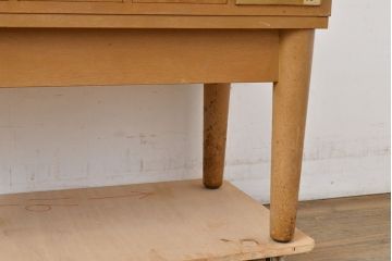 【簡易リペア限定品】和製ビンテージ　昭和レトロ　KIHARA　お洒落な小物収納が叶うナラ材製ネームプレート付きカードケース(引き出し、チェスト、ヴィンテージ、図書館、図書室)(R-050543)