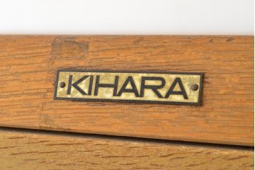 【簡易リペア限定品】和製ビンテージ　昭和レトロ　KIHARA　お洒落な小物収納が叶うナラ材製ネームプレート付きカードケース(引き出し、チェスト、ヴィンテージ、図書館、図書室)(R-050543)