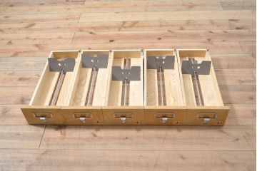 【簡易リペア限定品】レトロ家具　昭和レトロ　KIHARA　引き出し40杯!店舗什器におすすめのナラ材製ネームプレート付きカードケース(引き出し、チェスト、図書館、図書室)(R-050544)