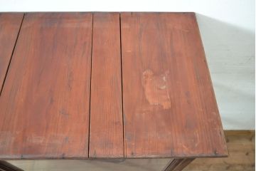 和製アンティーク　経年を感じる木の風合いと深みのある色合いが味わい深いガラスケース(ショーケース、陳列棚、飾り棚、店舗什器、収納棚)(R-050545)