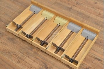 レトロ家具　昭和レトロ　KIHARA　小物収納にうってつけのナラ材製ネームプレート付きカードケース(引き出し、チェスト、図書館、図書室)(R-050547)