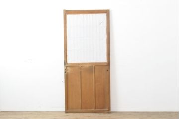 アンティーク建具　シンプルなデザインの障子入り引き戸1枚(板戸、障子戸、建具)(R-050558)