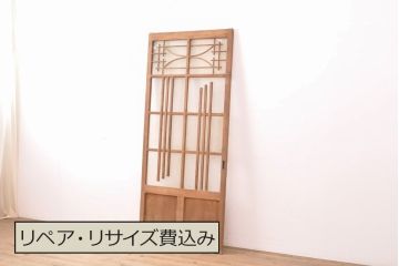 アンティーク建具　個性的なデザインが目を引くガラス戸1枚(引き戸、建具)(R-050560)
