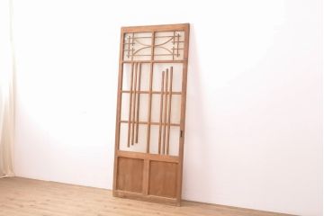 アンティーク建具　個性的なデザインが目を引くガラス戸1枚(引き戸、建具)(R-050560)