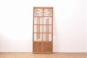 アンティーク建具　個性的なデザインが目を引くガラス戸1枚(引き戸、建具)(R-050560)