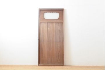 アンティーク建具　レトロな雰囲気漂うガラス入りの板戸1枚(引き戸、建具)(R-050563)