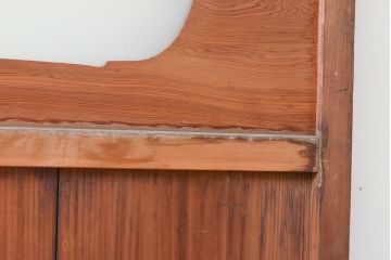 アンティーク建具　レトロな雰囲気漂うガラス入りの板戸1枚(引き戸、建具)(R-050563)
