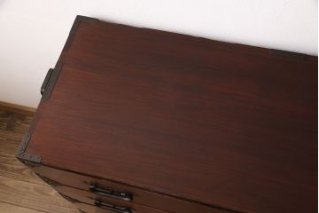 アンティーク家具　明治大正期　桐材　上手物!漆塗りの綺麗な最上箪笥(和タンス、衣装箪笥、収納タンス、桐箪笥、桐たんす)(R-050576)