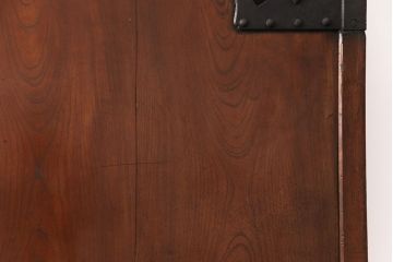 アンティーク建具　明治大正期　総ケヤキ材　赤みがかった色合いが魅力の蔵戸(玄関戸、引き戸、建具)(R-050580)