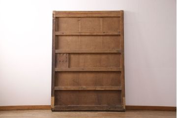 アンティーク建具　明治大正期　総ケヤキ材　赤みがかった色合いが魅力の蔵戸(玄関戸、引き戸、建具)(R-050580)