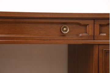 中古　DREXEL HERITAGE(ドレクセルヘリテイジ)　Triune(トライユン)　レザートップが格好いいマホガニー材製のデスク(両袖机、在宅ワーク、在宅用ワークデスク)(定価約75万円)(R-050588)