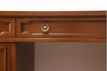 中古　DREXEL HERITAGE(ドレクセルヘリテイジ)　Triune(トライユン)　レザートップが格好いいマホガニー材製のデスク(両袖机、在宅ワーク、在宅用ワークデスク)(定価約75万円)(R-050588)
