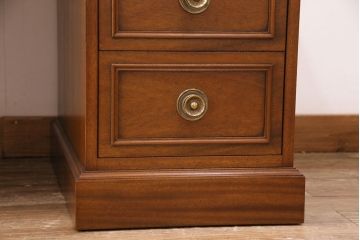 中古　DREXEL HERITAGE(ドレクセルヘリテイジ)　Triune(トライユン)　レザートップが格好いいマホガニー材製のデスク(両袖机、在宅ワーク、在宅用ワークデスク)(定価約75万円)(R-050588)
