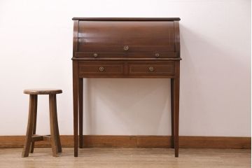 イギリスアンティーク　マホガニー材　象嵌入り　上品なデザインが魅力のライティングビューロー(簿記机、在宅ワーク、在宅用デスク)(R-050590)
