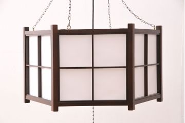 中古　松本民芸家具　希少!特注品の大型吊り下げ照明(天井照明、シェード、ペンダントライト)(R-050592)