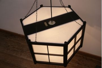 中古　松本民芸家具　希少!特注品の大型吊り下げ照明(天井照明、シェード、ペンダントライト)(R-050592)