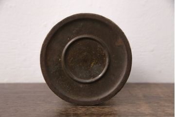 アンティーク雑貨　大正昭和初期　平芯　金属製のボディがおしゃれなオイルランプ(灯油ランプ、卓上ランプ)(R-050597)