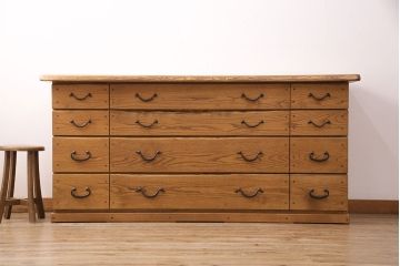 中古　美品　手造り家具　頑固おやじ製　総栗無垢材　木の温もりを感じられるチェスト(引き出し、サイドボード)(R-050598)