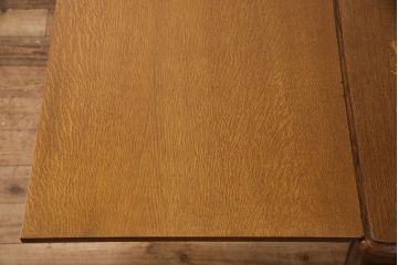 フランスアンティーク　オーク材　職人技が光る!パーケット細工が目を引くダイニングテーブル(ドローリーフテーブル、エクステンションテーブル)(R-050603)
