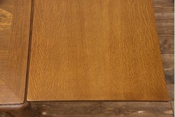 フランスアンティーク　オーク材　職人技が光る!パーケット細工が目を引くダイニングテーブル(ドローリーフテーブル、エクステンションテーブル)(R-050603)
