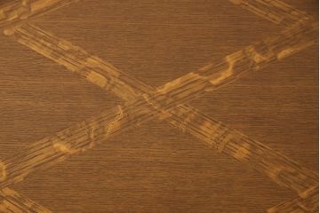 フランスアンティーク　オーク材　職人技が光る!パーケット細工が目を引くダイニングテーブル(ドローリーフテーブル、エクステンションテーブル)(R-050603)