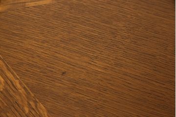 フランスアンティーク　オーク材　職人技が光る!パーケット細工が目を引くダイニングテーブル(ドローリーフテーブル、エクステンションテーブル)(R-050603)