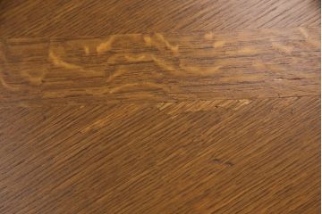フランスアンティーク　オーク材　職人技が光る!パーケット細工が目を引くダイニングテーブル(ドローリーフテーブル、エクステンションテーブル)(R-050603)