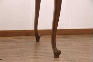 フランスアンティーク　オーク材　職人技が光る!パーケット細工が目を引くダイニングテーブル(ドローリーフテーブル、エクステンションテーブル)(R-050603)