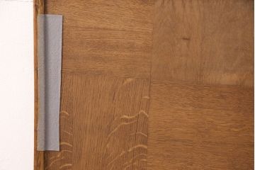 フランスアンティーク　オーク材　職人技が光る!パーケット細工が目を引くダイニングテーブル(ドローリーフテーブル、エクステンションテーブル)(R-050603)
