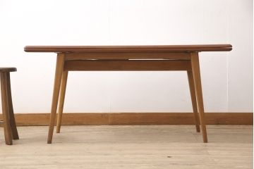 イギリスヴィンテージ　チーク材　オーク材　4way 使い方いろいろ!フレキシブルに活躍するエレベーターテーブル(エクステンションテーブル、センターテーブル、ダイニングテーブル、ビンテージ)(R-050606)