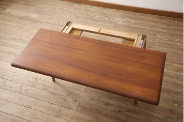 イギリスヴィンテージ　チーク材　オーク材　4way 使い方いろいろ!フレキシブルに活躍するエレベーターテーブル(エクステンションテーブル、センターテーブル、ダイニングテーブル、ビンテージ)(R-050606)