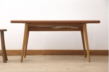 イギリスヴィンテージ　チーク材　オーク材　4way 使い方いろいろ!フレキシブルに活躍するエレベーターテーブル(エクステンションテーブル、センターテーブル、ダイニングテーブル、ビンテージ)(R-050606)