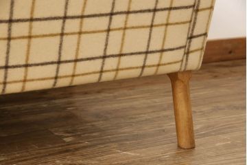北欧ヴィンテージ　デンマーク家具　FRITZ HANSEN(フリッツハンセン)　チェック柄が可愛い、ほっこりした空間づくりにおすすめの3人掛けソファ(三人掛け、ビンテージ)(R-050607)