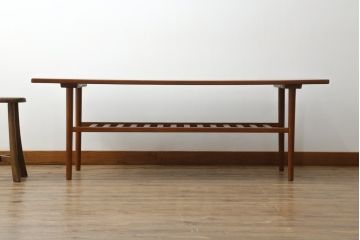 北欧ヴィンテージ　シンプルでスタイリッシュなチーク材製のセンターテーブル(リビングテーブル、コーヒーテーブル、ビンテージ)(R-050609)