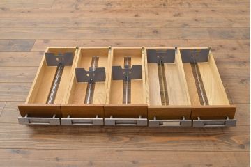 【簡易リペア限定品】和製ヴィンテージ　昭和レトロ　KIHARA　ナチュラルスタイルの収納におすすめのナラ材製ネームプレート付きカードケース(引き出し、チェスト、ビンテージ、図書館、図書室)(R-050611)