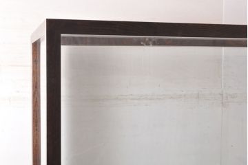 中古　美品　国産　栗材　片開き戸　手造りの木製ガラスケース(Gケース、ショーケース、店舗什器、飾り棚、陳列棚)(R-050616)