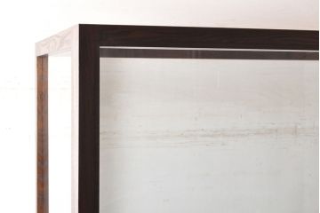 中古　美品　国産　栗材　片開き戸　手造りの木製ガラスケース(Gケース、ショーケース、店舗什器、飾り棚、陳列棚)(R-050616)