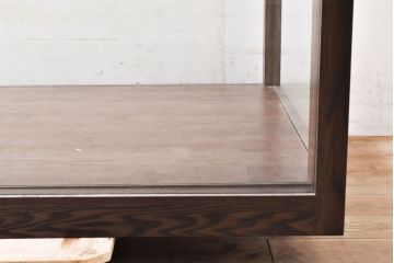 中古　美品　国産　栗材　片開き戸　手造りの木製ガラスケース(Gケース、ショーケース、店舗什器、飾り棚、陳列棚)(R-050616)