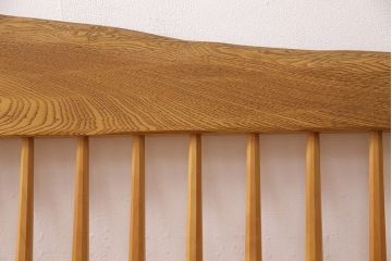 中古　手造り家具　頑固おやじ製　総栗無垢材　芸術品のような存在感のあるコノイドベンチ風木製ベンチ(長椅子、板座チェア)(R-050617)